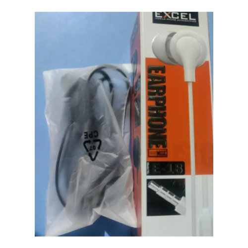 Excel E18 Wired Earphones with super quality sound and call receiver feature.