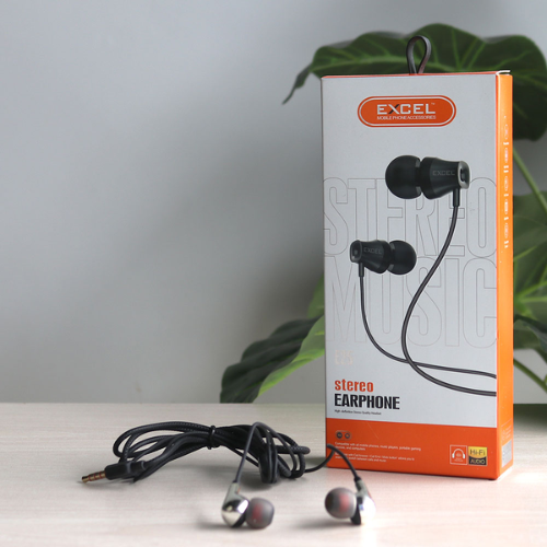 Excel E23 Wired Earphone - High-definition stereo earphones with water-resistant design.