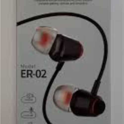Rimlo ER-02 Wired Earphones in black and white with superior sound quality and built-in call receiver.